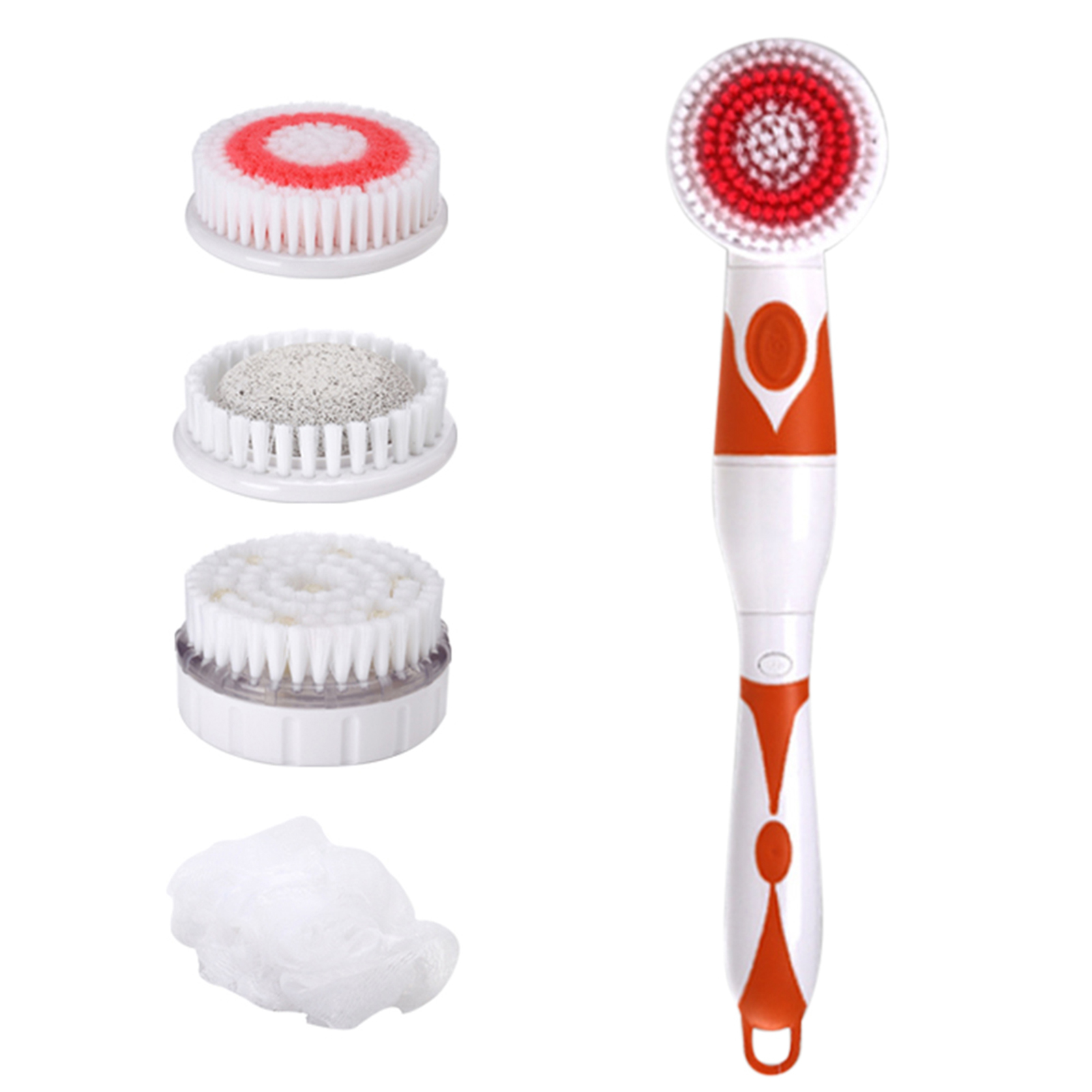 Electric Shower Massage Scrubber, Long Handle Bath Body Brush with 5