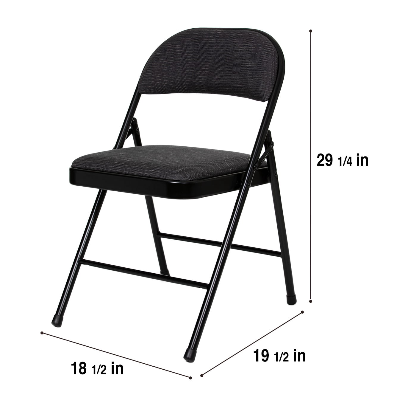 Hampden Furnishings Bernadine Collection Basics Fabric Folding Chair, Black, Pack of 4