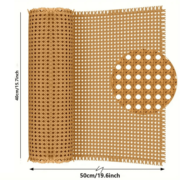 Plastic Rattan Webbing Roll, Handwoven Synthetic Poly Rattan, Faux Cane Mesh-Open Weave, for DIY Home Decor Projects(40cm/15.7in