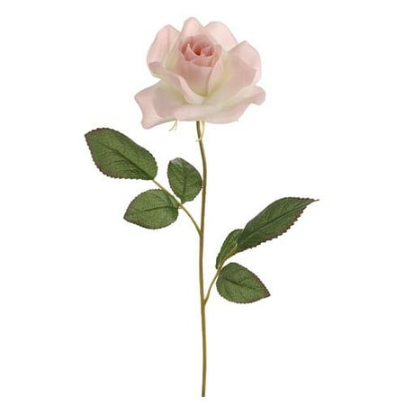20" Artificial Single Light Peach Pink Rose Silk Flower Spray