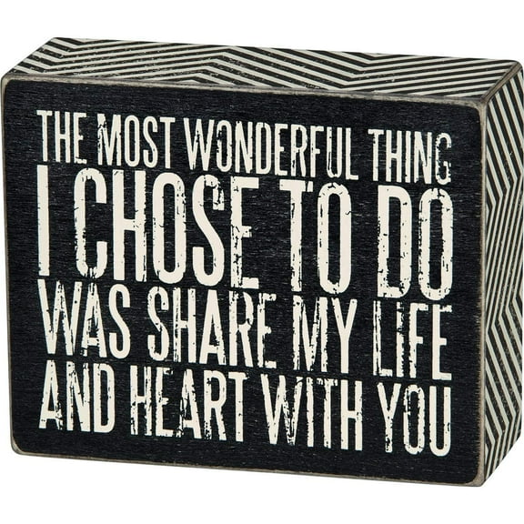 Primitives by Kathy Chevron Trimmed Box Sign, 4 x 5-Inches, Share My Life
