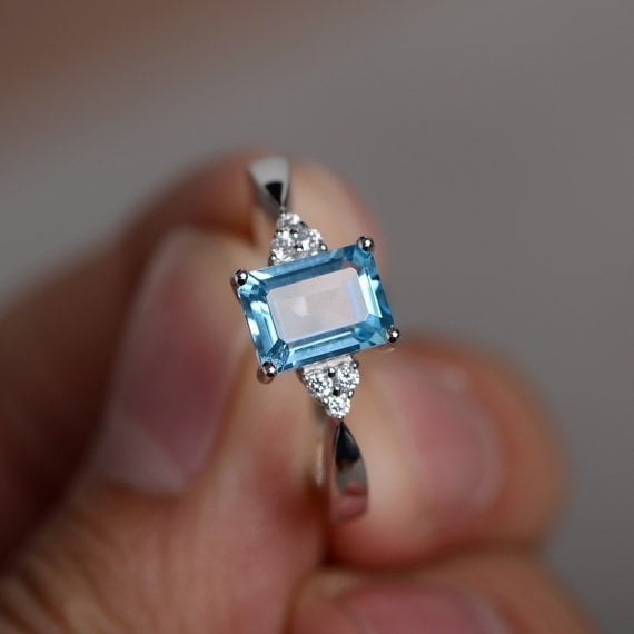 Women's 925 Sterling Silver Mystic Rainbow Topaz Engagement Wedding Band Rings