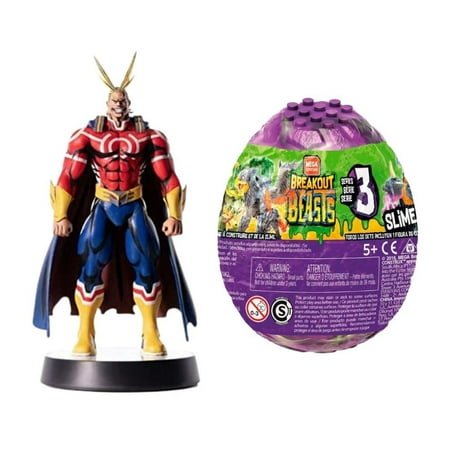 Dark Horse My Hero Academia: All Might Silver Age 11 Inch Figure + Mega Construx Breakout Beasts Goldengrowl, Pack of 2