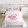 thumbnail image 2 of Homewish Bow-Tie Initial Alphabet C 3 Pieces Queen Comforter Set for Adults Female Girls,Letter Monogrammed C Ultra Soft Bedding Sets,Cartoon Bow Bedding Comforter Set Breathable, 2 of 8