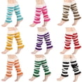 thumbnail image 4 of Christmas Ribbed Knit Color Blocking Striped Leg Warmers Socks for Women Plush Trim Splicing Boot Cuffs Leg Covers, 4 of 21
