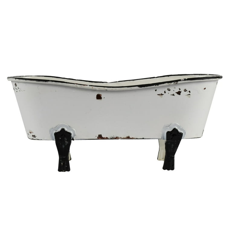 Rustic White Enamel Clawfoot Bath Tub Bathroom Soap Holder Home Garden Pot Decor Rustic White Enamel Clawfoot Bath Tub Bathroom Soap Holder Home Garden Pot Decor