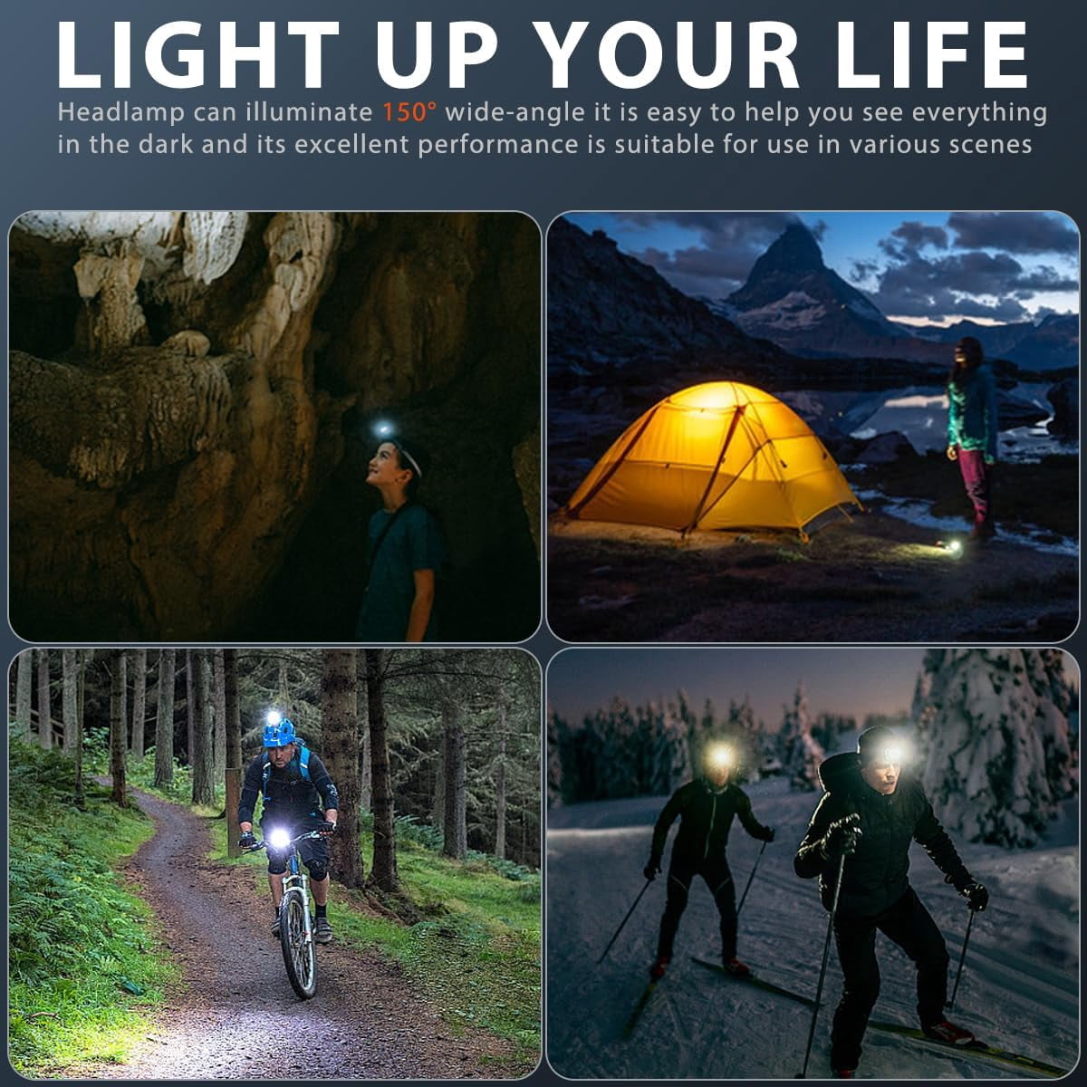 4PCS LED Head Lamp  for Running, Fishing, Hiking, Camping Shipping from the United States