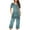 Navy, variant on Jamicy Pajamas for Plus Women Fashion Casual Loose Printed Round Neck Short Sleeve Top Button-Up Style with Pocket Cropped Pants Pajamas Set for Women