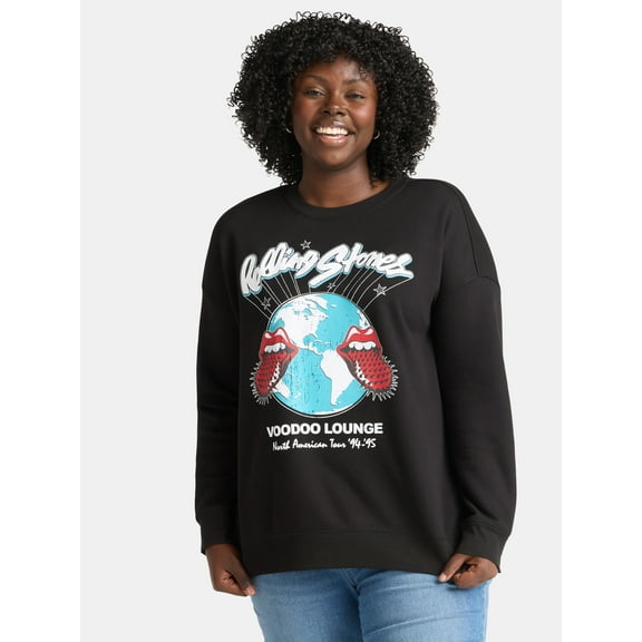 Terra & Sky Women's Plus The Rolling Stones Voodoo Lounge Sweatshirt with Long Sleeves, Sizes 0X-5X