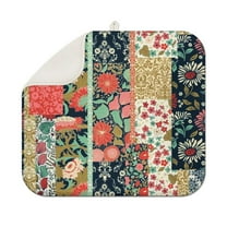 Pioneer Flower Floral Print Pattern Dish Drying Mat for Kitchen 1 Pack, Ultra Absorbent Microfiber Dishes Drainer Mats,16"x18"