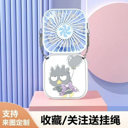 

Kawaii Sanrio Cinnamoroll Kuromi Bad Badtz Maru Handheld Usb Fold Mini Portable Halter Neck Small Fan Anime Figure Festival Gift