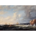 thumbnail image 2 of Marcus Larson 14x11 Black Ornate Wood Framed Double Matted Museum Art Print Titled: Bark Beating to Windward at Kullaberg (1849), 2 of 5