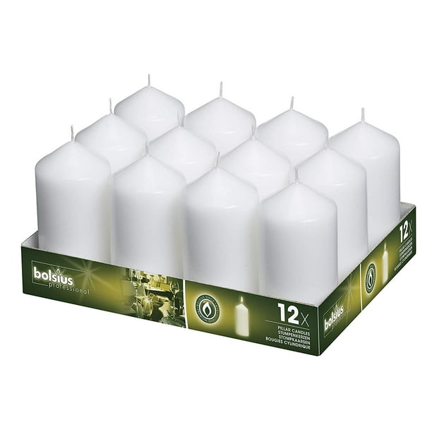 BOLSIUS White Pillar Candles 2.25 X 4.75" Set Of 12 Unscented Long 30