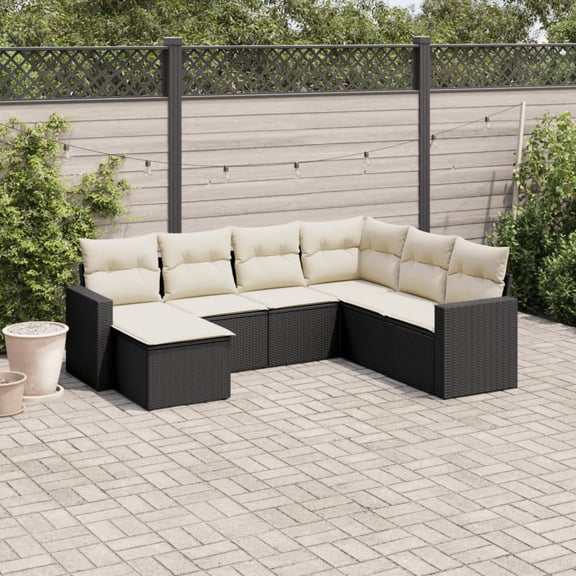 vidaXL Garden Sofa Set Black PE Rattan Large Adjustable Feet