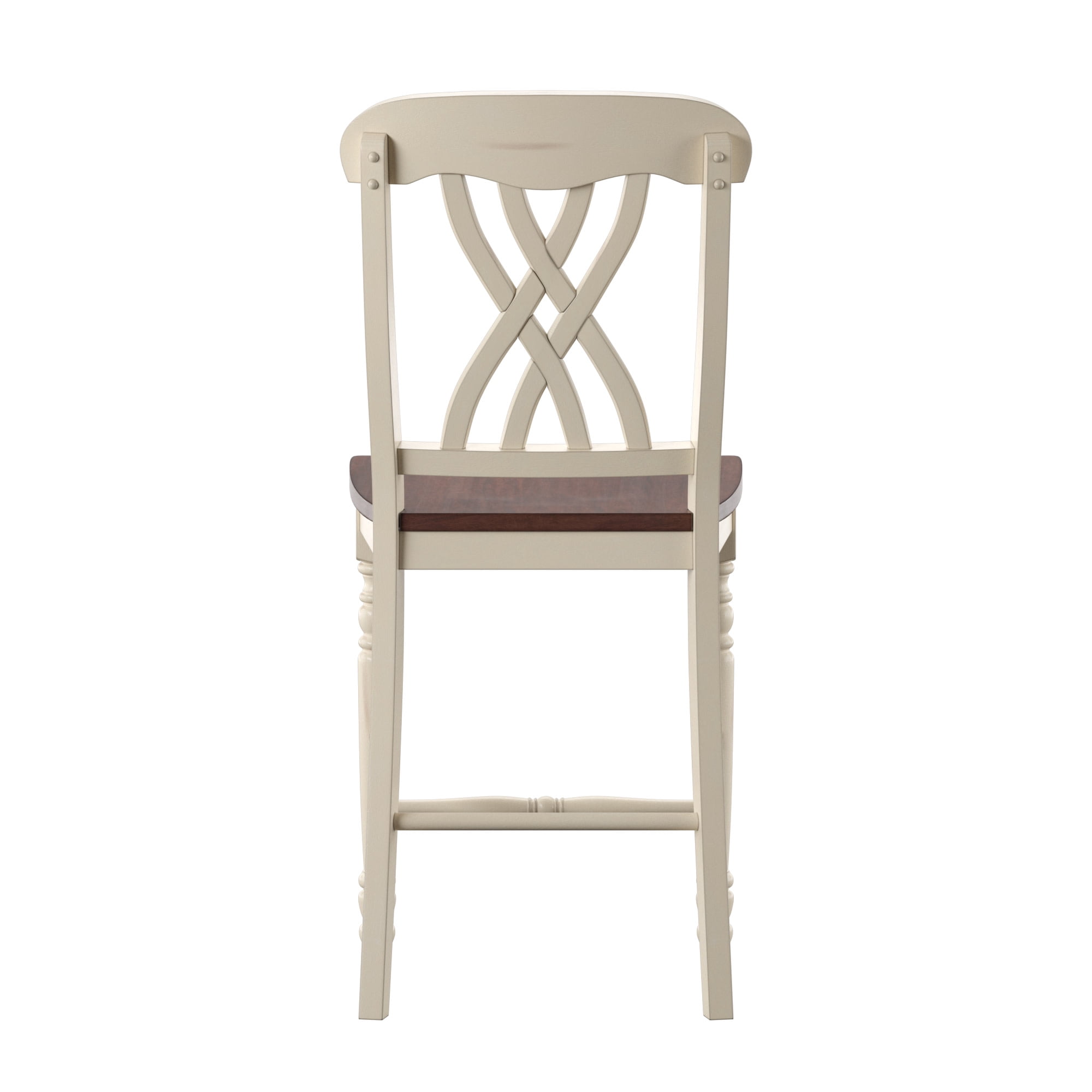 Weston Home Ohana Two-Tone Counter Height Chairs, Set of 2, Antique White and Cherry