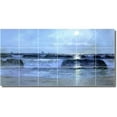 thumbnail image 1 of Ceramic Tile Mural-Alfred Bricher Waterfront Painting 72. 25.5" w x 12.75" h using (18) 4.25 x 4.25 ceramic tiles, 1 of 3