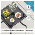 thumbnail image 4 of 37” Height Bistro Table with Umbrella Hole, Tempered Glass Top & Wicker Covered Edge, Counter Height Square Outdoor Bar Table for Garden, Patio, Poolside & Deck, 4 of 9