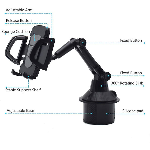 Dark blue Soporte para taza de coche tipo ángulo ajustable de fibra de carbono de 360 grados soporte de montaje para teléfonos móviles de 3,5-7 "Gps