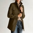 thumbnail image 5 of Mutghys Jacket for Women Button Down Stand Collar Long Sleeve Solid Outerwear with Pockets Home Daily Working Winter Warm Comfy Casual Coat S-3XL, 5 of 9
