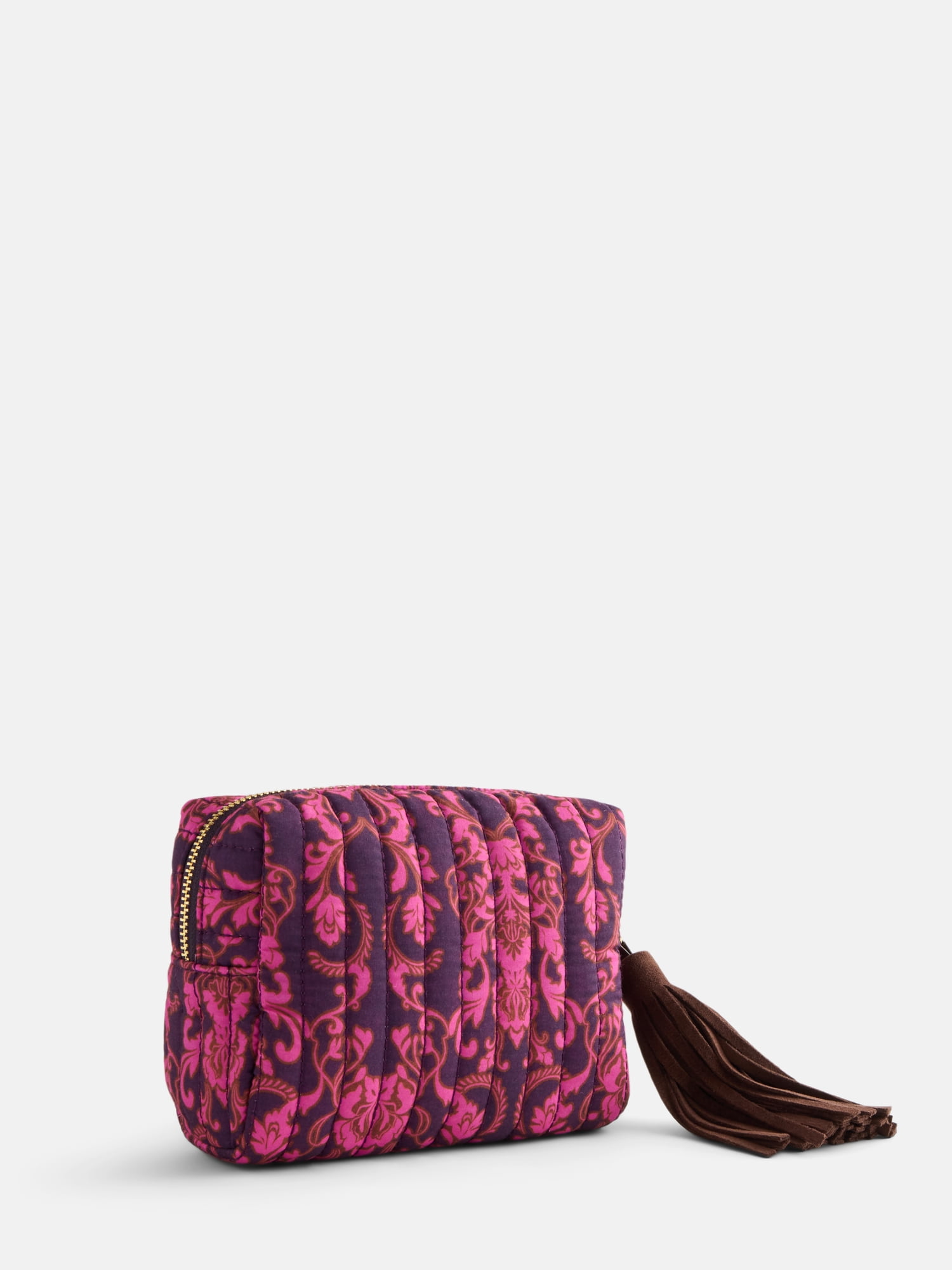 Scenario Women's Zip Pouch with Fringe Tassel, Red Plum