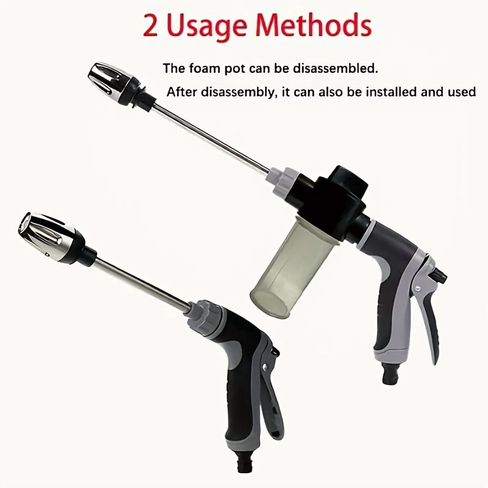 High Pressure Water Gun With Foam Cannon 3 4 Inch Garden Hose Nozzle Long Handle Sprayer For Garden Watering Household Cleaning