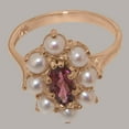 thumbnail image 5 of LBG British Made 14k Rose Gold Womens Ring Natural Pink Tourmaline & Cultured Pearl Statement Ring - 33 size options - Size 7.5, 5 of 6