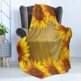 thumbnail image 4 of Sunflower Soft Flannel Fleece Blanket, Sunflower Arranged in a Circle on a Wooden Background Flower Frame Illustration, Cozy Plush for Indoor and Outdoor Use, 60" x 80", Brown Orange, by Ambesonne, 4 of 5
