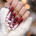 thumbnail image 3 of Fofosbeauty 6 Packs(144pcs) Christmas Nails, Press on Nails, Full Cover Acrylic Nails for Girls Women, Coffin Red White Simplicity Warm, 22, 3 of 10