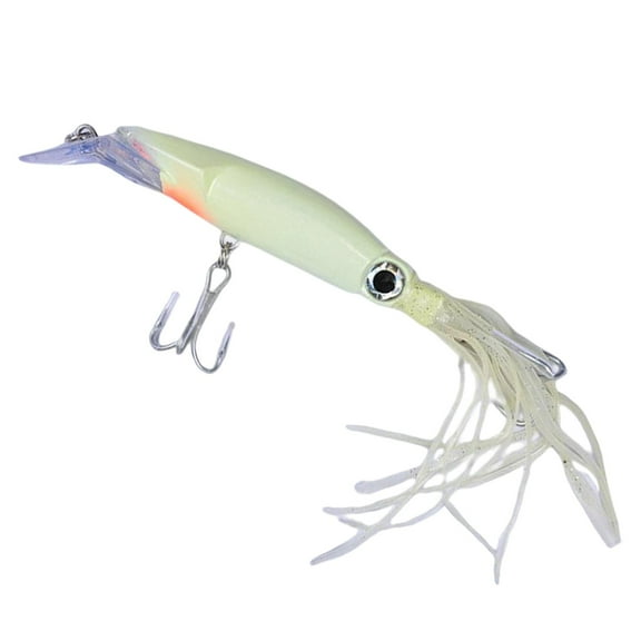 Luminous Squid Skirt Trolling 8.6in Artificial Fish, Swimming Lure Fishing Glow for Marlin, Dolphin, Tuna, Salmon, Offshore
