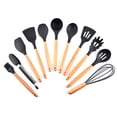 thumbnail image 4 of Zootealy Silicone Kitchen Utensil Set 11 Pcs Beech Wooden Handle Heat-Resistant Non-Stick Spoon Spatula Ladle Cooking Tools, 4 of 8