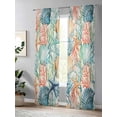 thumbnail image 4 of Sheer Curtains 84 Inches Long 2 Panels Set for Living Room, Coastal Beach Semi Sheer Curtains for Windows, Nautical Summer Coral Starfish Shell Voile Window Treatments Rod Pocket Curtain, 4 of 7