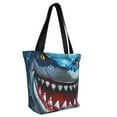 thumbnail image 2 of KLL Tote Bag for Women Cartoon Cute Shark Print Shopping Grocery Reusable Bags for Office School Shopping Travel, 2 of 6