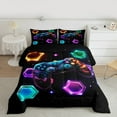 thumbnail image 2 of Castle Fairy Boys Girls Hexagon Video Game Full Size Comforter Sets 3-Piece,Abstract Gradient Gamer Bedding Comforter Set,Starry Sky Lightweight Bedding Sets,Super Cozy Room Decor,Reversible, 2 of 8