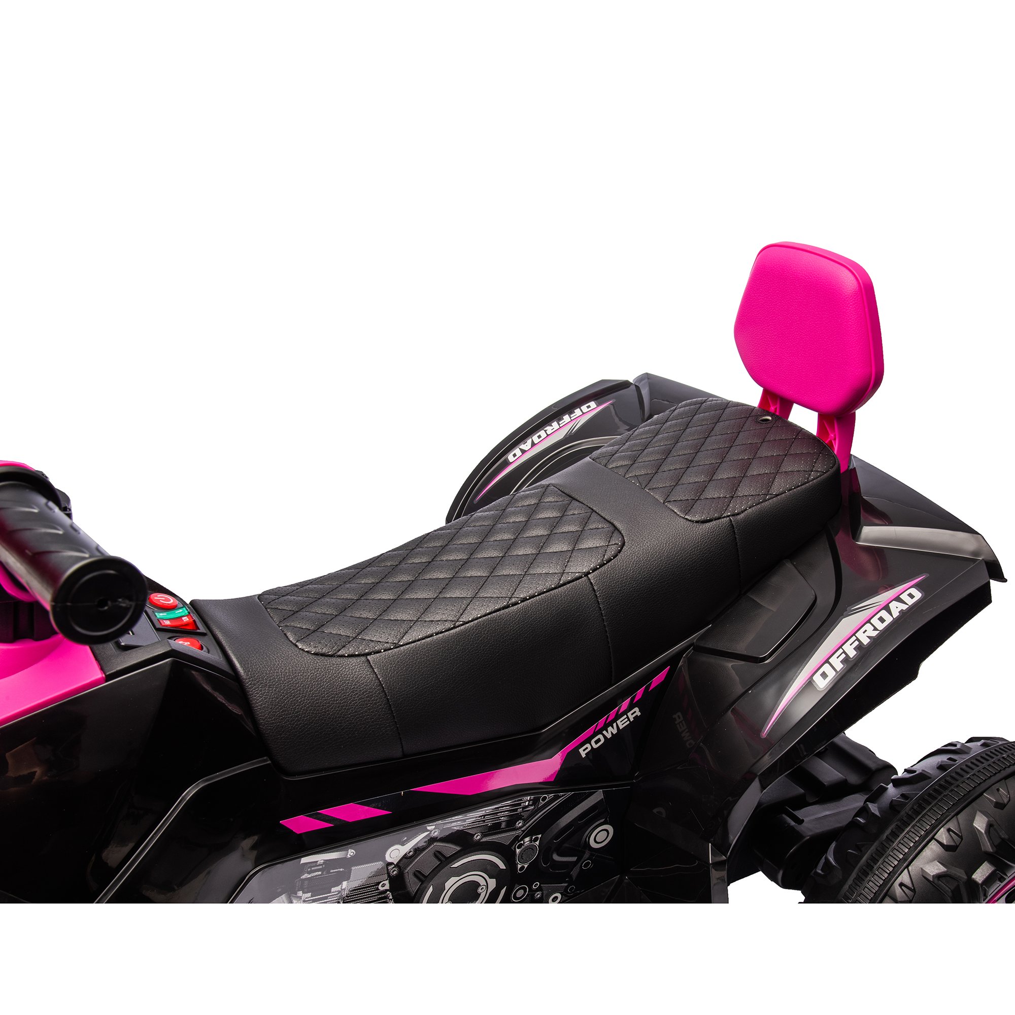 Jorfly 24V Ride on Truck ATV Car，Power Car Wheel 2-Seater Power Car Wheels Kids ATV – 800W 4WD Power with Remote Control & Extended Range Battery (Pink)
