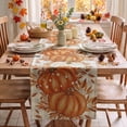 thumbnail image 2 of Smile Buffalo Plaid Orange Pumpkins Eucalyptus Fall Table Runner, Autumn Thanksgiving Kitchen Dining Table Decoration for Home Party Decor 13x72 Inch, 2 of 9