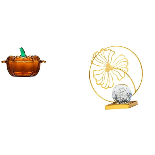 Plato De Dulces De Hoja De Vidrio Con Forma De Calabaza, Figura De Hierro, Tarro De Galletas, Adorno Coleccionable Decorativo Naranja, Escultura Para Estantería, Oficina Y Dormitorio