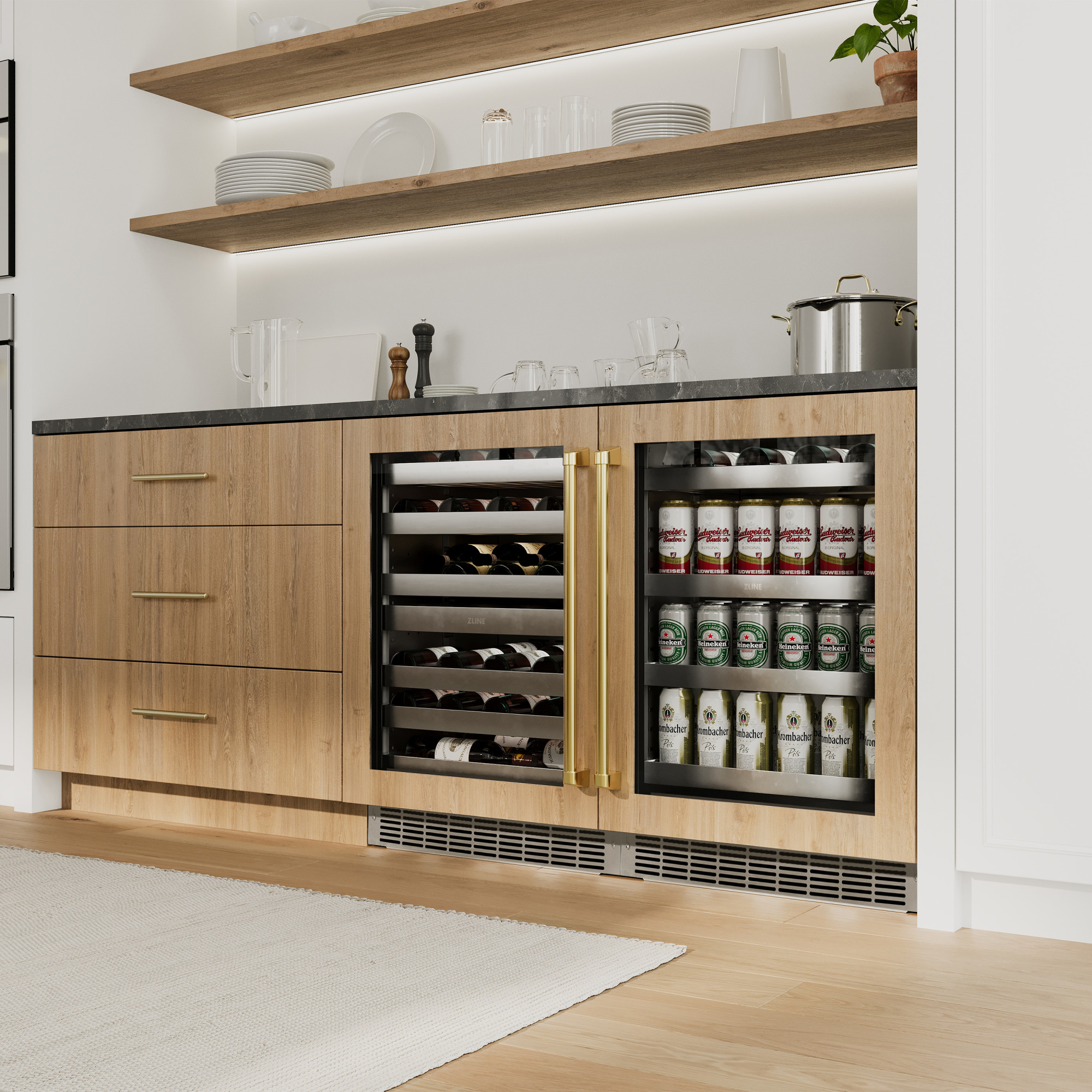 Zline Rbspoz-24-G 24" Wide 8 Bottle Capacity Or 151 Can Capacity Panel Ready Wine And