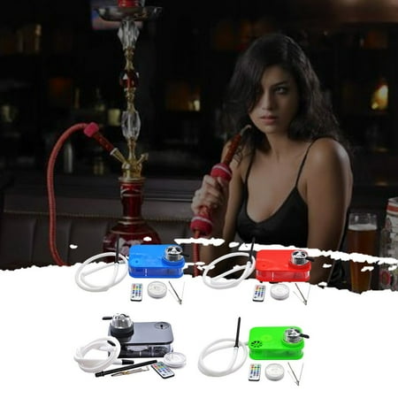 UK Arab Shisha Hookah Set with LED Lamp Portable Square Box Acrylic Hokah Shish