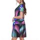 thumbnail image 2 of Easygdp Colored Abstract para Vestido Transpirable de Mujer, Vestido Suelto de Manga Corta con Pliegues y Bolsillos para el Verano, 2 of 6