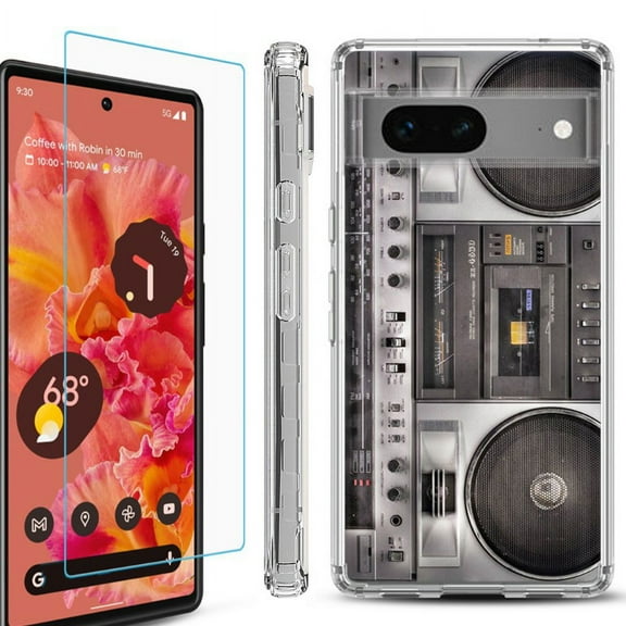 OneToughShield ® Compatible with Google Pixel 8, Shockproof Phone Case, with Tempered Glass Screen Protector - Boombox