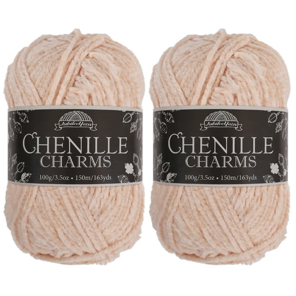 JubileeYarn Chenille Charms Yarn - 100g/Skein Worsted Polyester - Wishbone - 2 Skeins