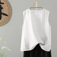 thumbnail image 3 of Ohufall Womens Cotton Linen Tank Tops Fashion Casual Side Split Sleeveless V-neck Blouses Summer Solid Color Loose-fitting Undershirts for Women, 3 of 6