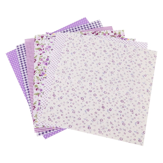 7pcs Cotton Batiks Sewing Craft Cloth for DIY Wallet Cushion Cover, with Elegant Flower Pattern, Multipurpose Material, Cut to Custom Size