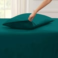 thumbnail image 2 of Split Top California King Adjustable Flex Top California King Size 100% Egyptian Cotton, Solid Teal, 800 Thread Count, 15 inch Deep Pocket, 32" Split Top Sheets Bed 4 Piece Sheet Set, 2 of 6