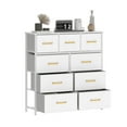 thumbnail image 3 of ModFusion 9-Drawer Fabric Dresser with Wooden Top, Storage Tower for Bedroom and Living Room, White, 3 of 10