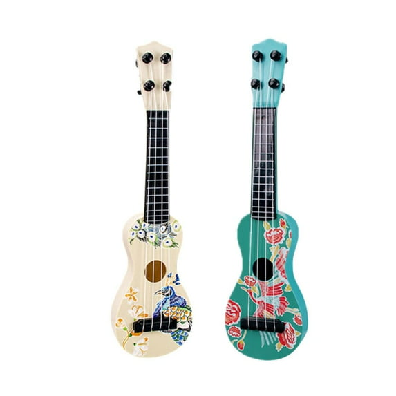 Godderr Ukulele Guitar Kids Small Mini Playable Small Guitar Toys 15.2*1.9*3.9inch Green Yellow Random