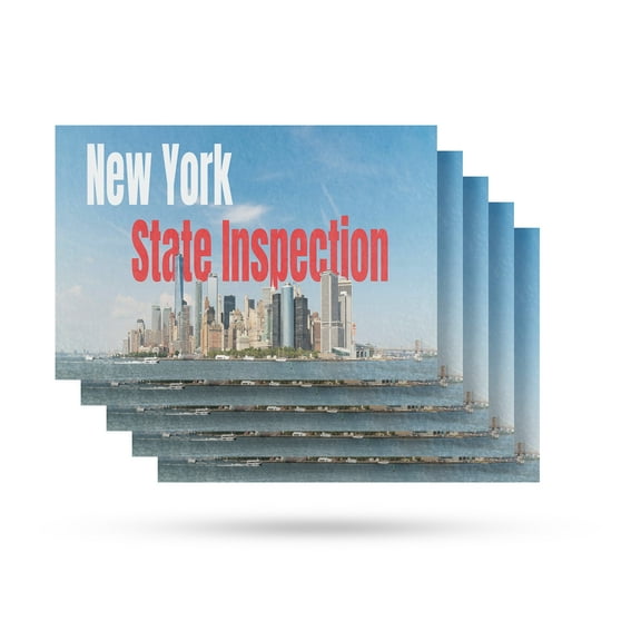 New York State Inspection Vinyl Decal 5 Pack of 12 Inch x 16 Inch Weatherproof Heavy-Duty Adhesive Backing | Vehicle Services, Reliable Mechanics, Professional Display | Made in USA