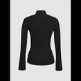 thumbnail image 4 of Suéter Básico de Punto para Mujer, Elegante Jersey de Cuello Alto con Botones, Corte Entallado, Abertura Cruzada y Larga. Negro M, 4 of 8