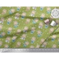 thumbnail image 3 of Soimoi Green Rayon Fabric Cute Girl & Dots Decor Fabric Printed Yard 56 Inch Wide, 3 of 3