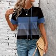 thumbnail image 3 of 2024 Mode T-shirt à Rayures pour Femmes Haut Simple Décontracté Manches Courtes Nouveau T-Shirts Col Rond Coloré Ample, 3 of 5